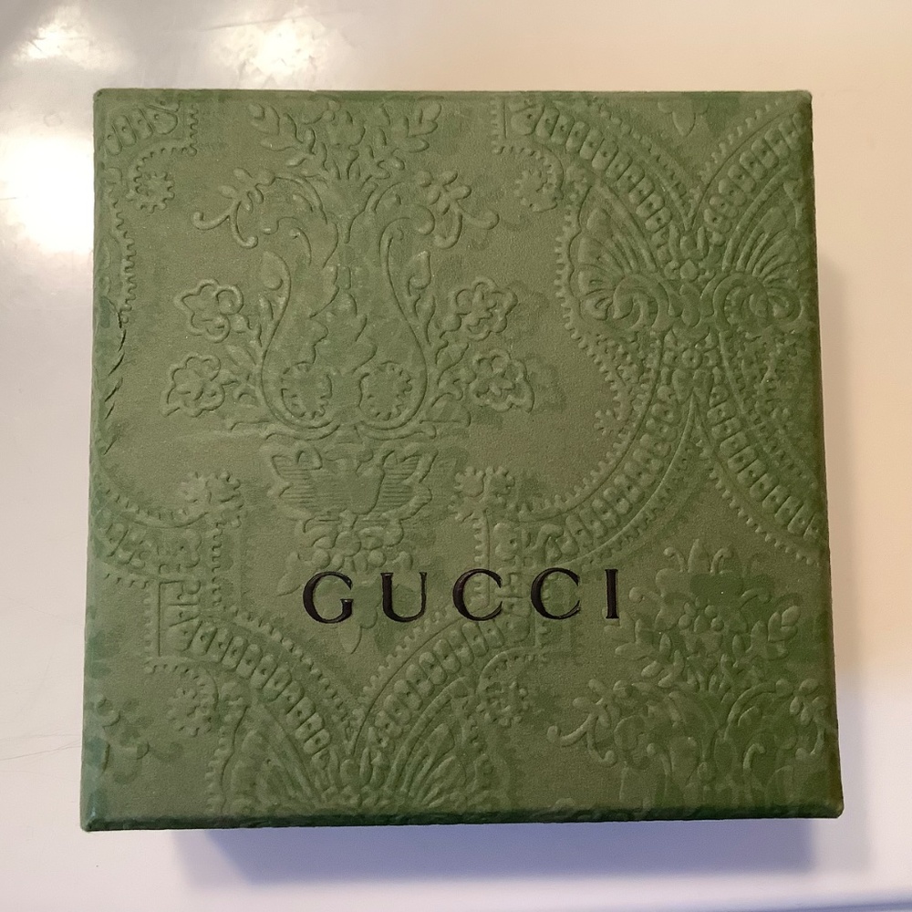 GUCCI Sterling Silver Cut Out Wide Band G Logo Ring SZ 8 - Picture 10 of 11